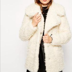 White Fluffy ASOS Teddy Bear Coat